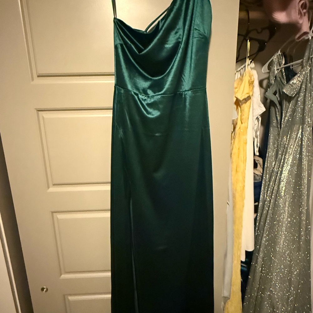 Windsor Teal Satin Maxi Slip Dress - Cowl Neck